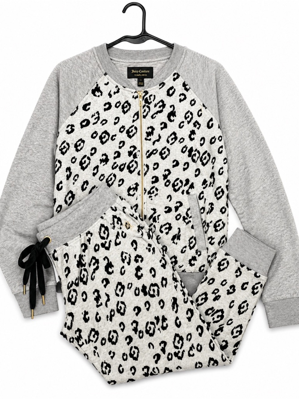 Juicy Couture Gray Leopard Zip Jacket & Jogger Set